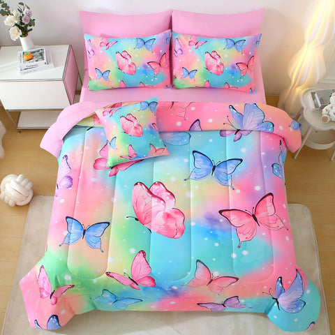 Close-up of the 3D butterfly design on JQinHome bedding.