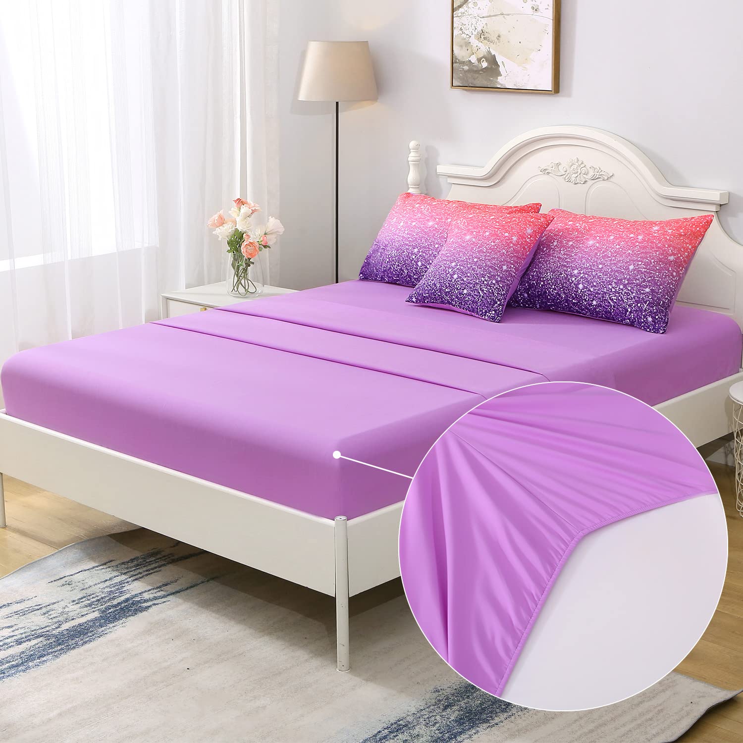 JQinHome fitted sheet corner demonstrates secure fit on a twin mattress.