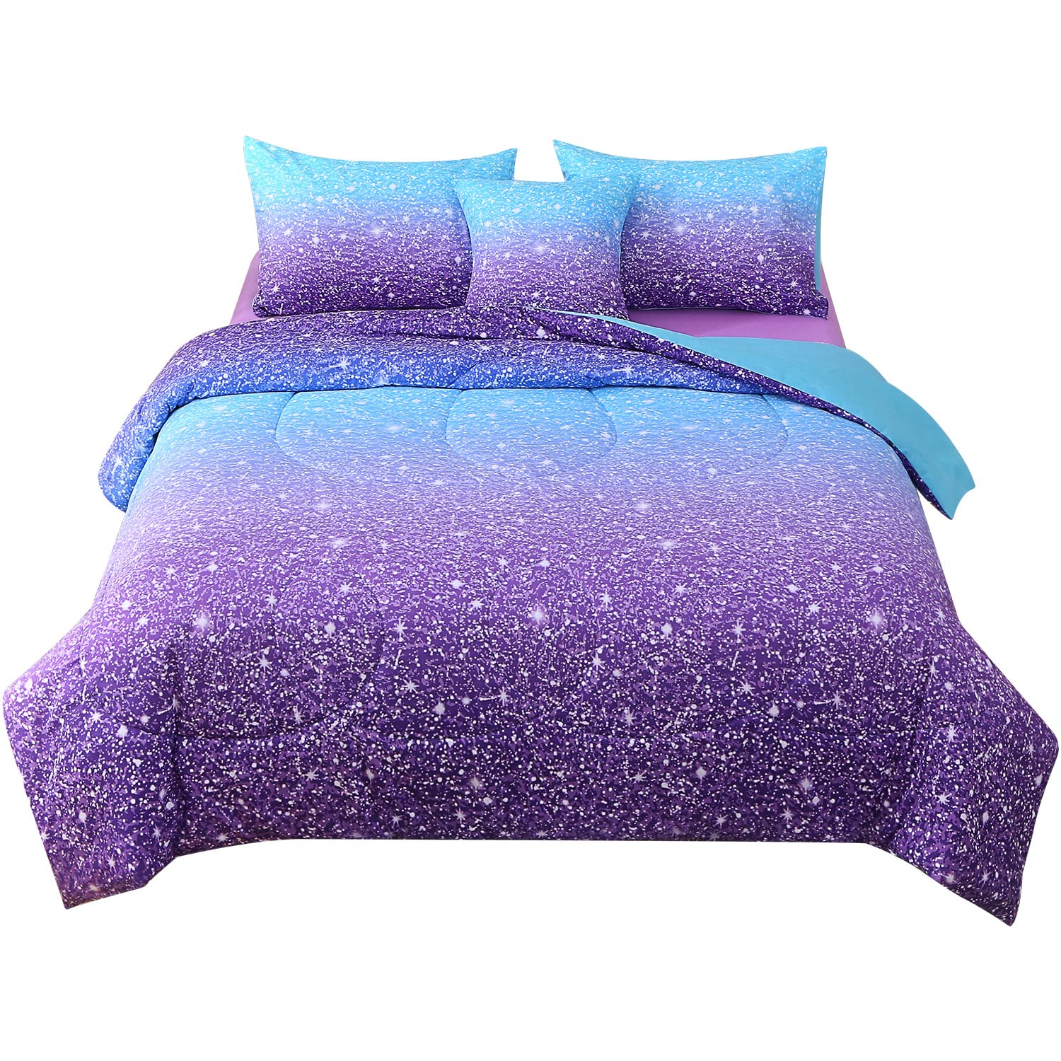 JQinHome glitter close-up gradient pattern on bedding highlighting shimmer.