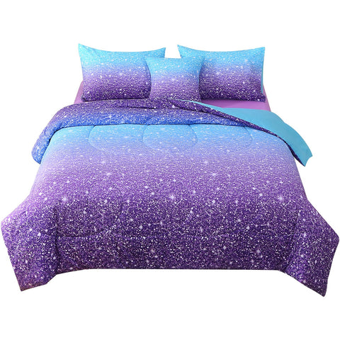 JQinHome glitter close-up gradient pattern on bedding highlighting shimmer.
