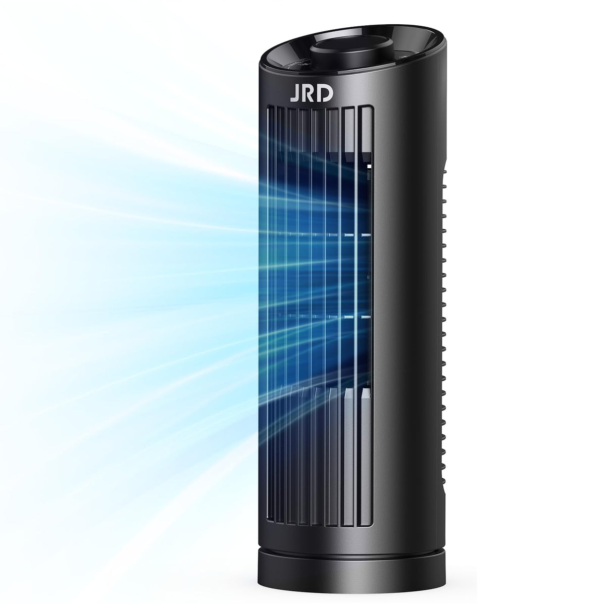 JRD 13-inch tower fan with 80-degree oscillation for broad cooling coverage.