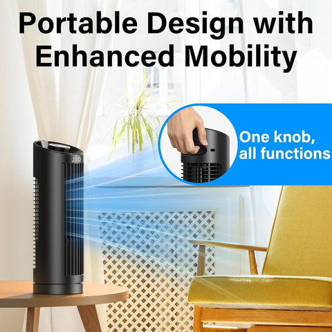 JRD bladeless design reduces risk of accidental contact around children and pets.