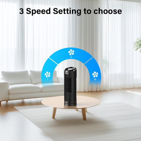 JRD bladeless desk fan on a workspace for focused, quiet airflow.