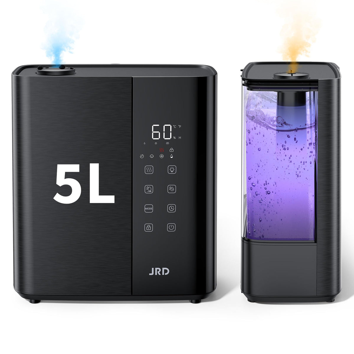JRD 5L humidifier front view with mist for large room comfort