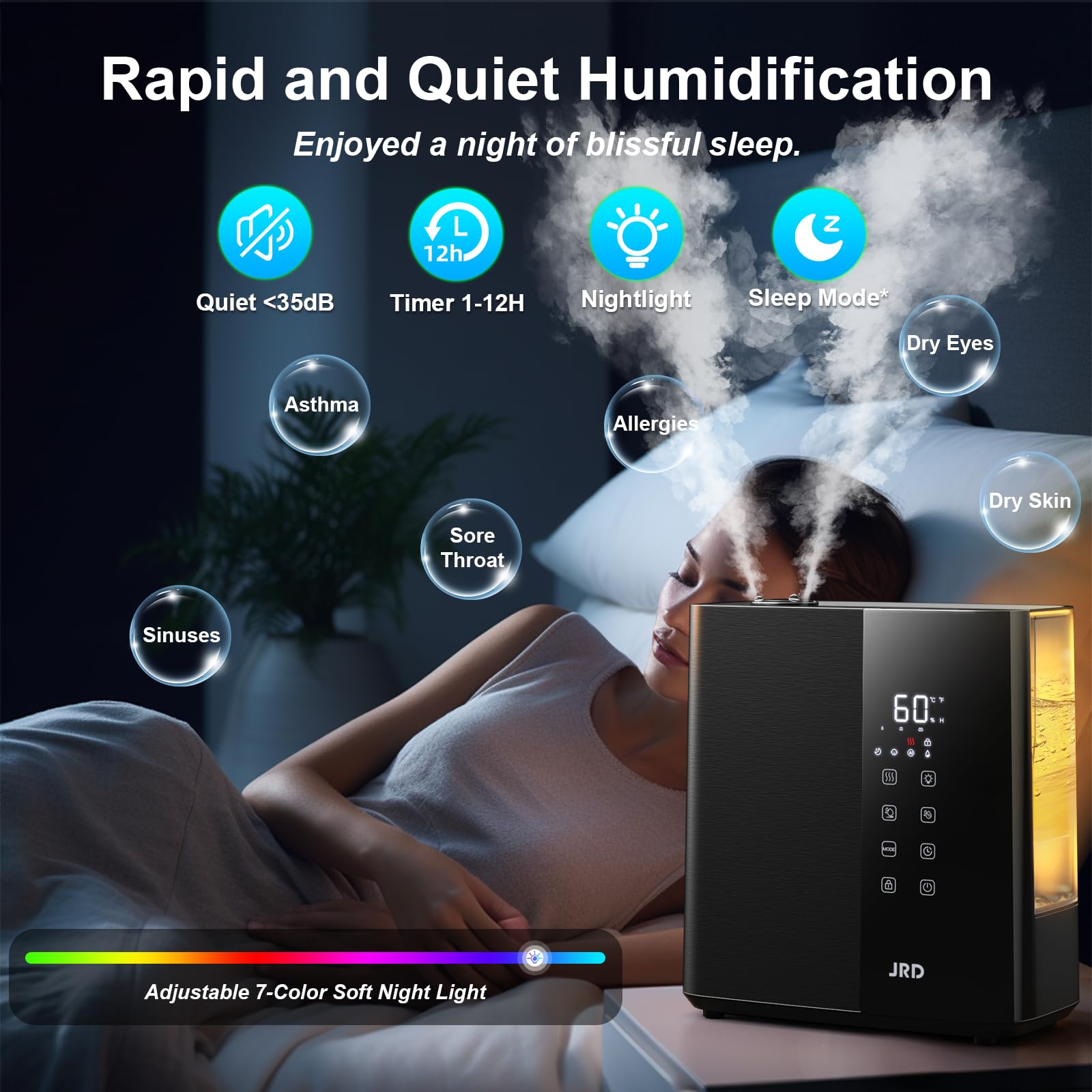 JRD humidifier auto humidity sensor maintains comfortable air