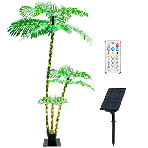 JREWDOIN artificial solar palm tree glowing outdoors for festive ambiance