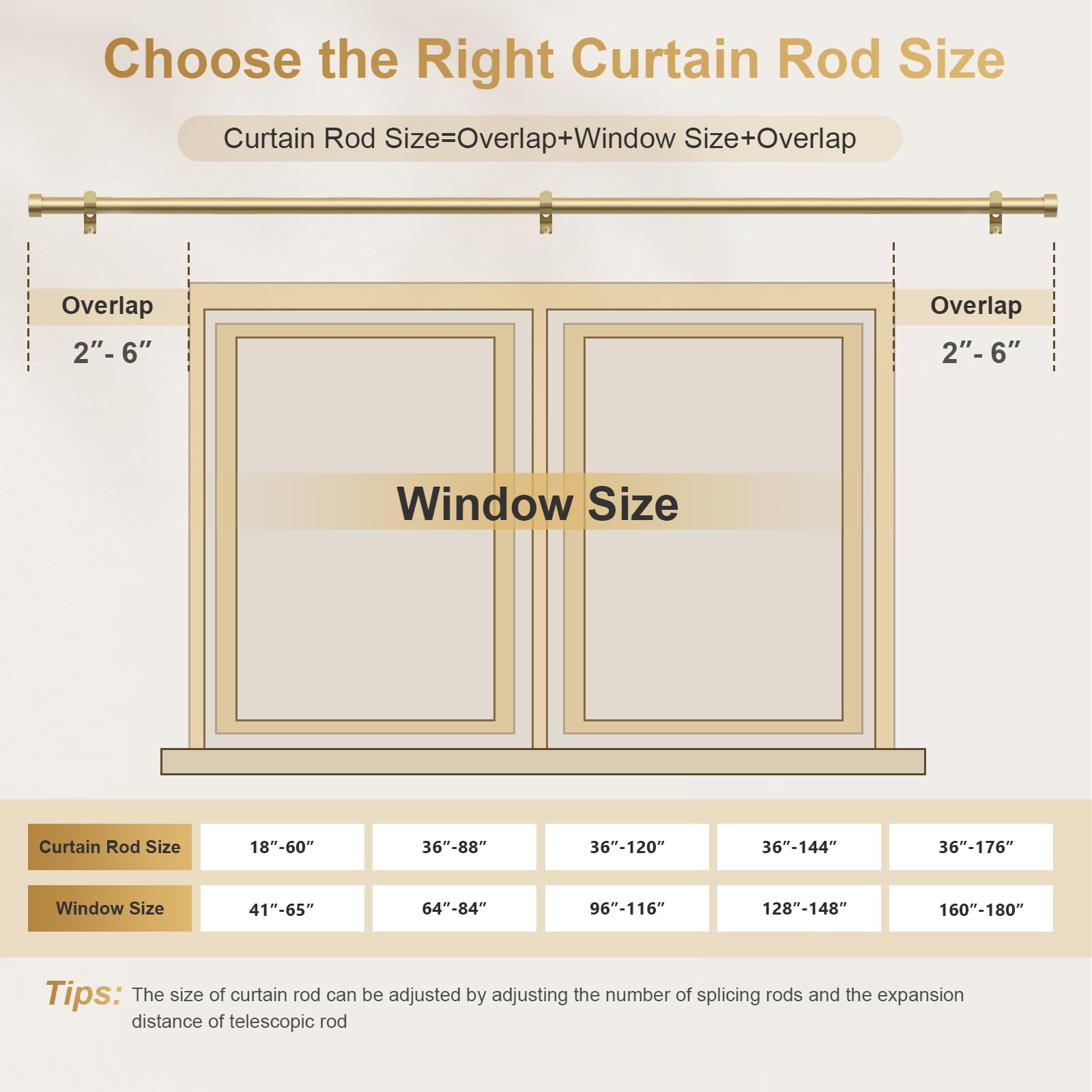JRZOO 1-inch diameter rod provides sturdy curtain support.