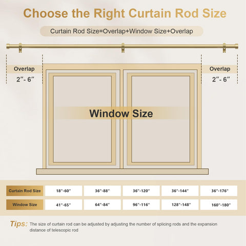 JRZOO 1-inch diameter rod provides sturdy curtain support.