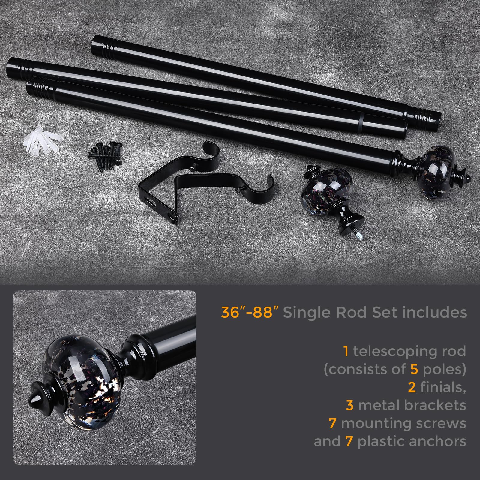 JRZOO adjustable 30-88in rod fits a wide range of windows