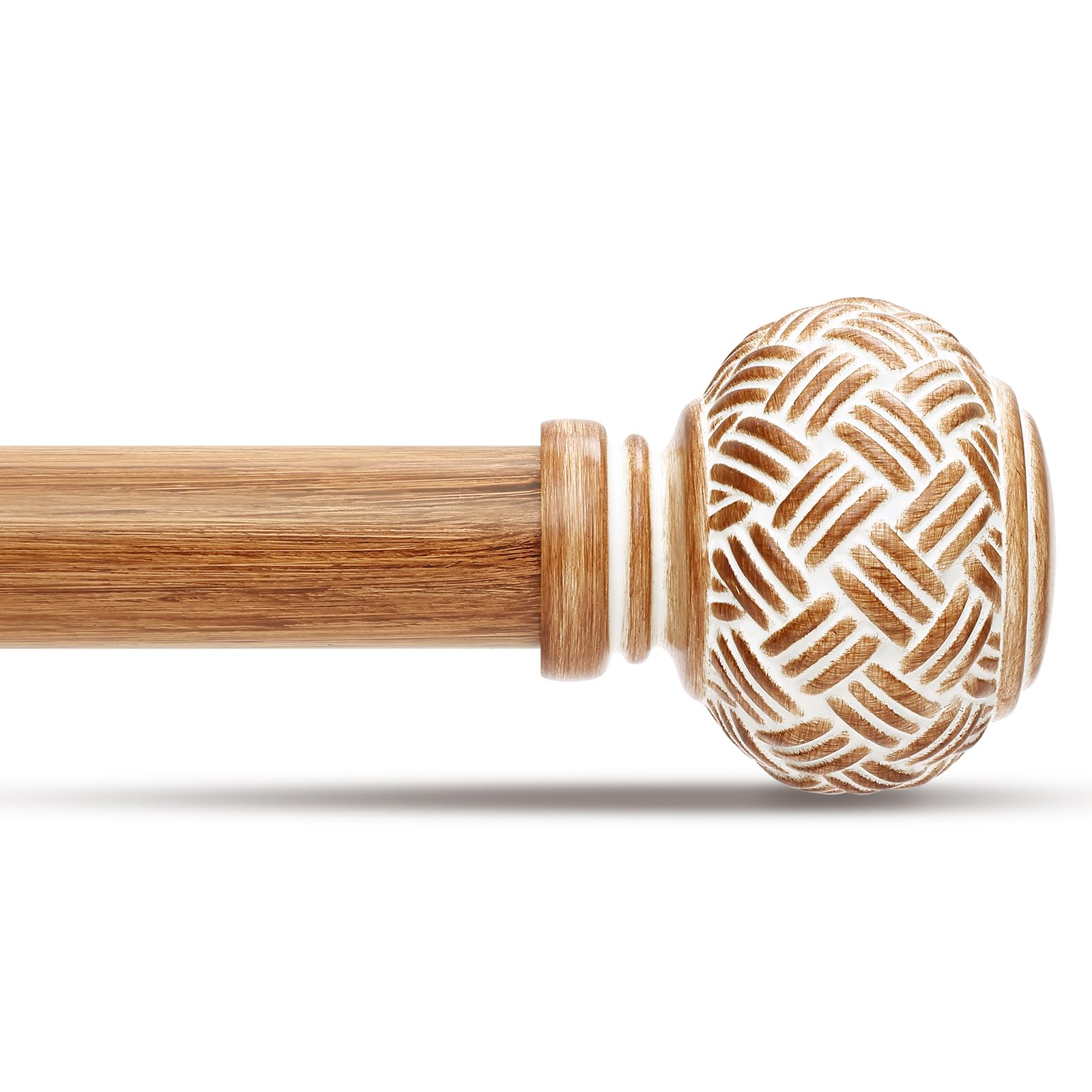 JRZOO boho curtain rod with wood finish enhances rustic to modern windows