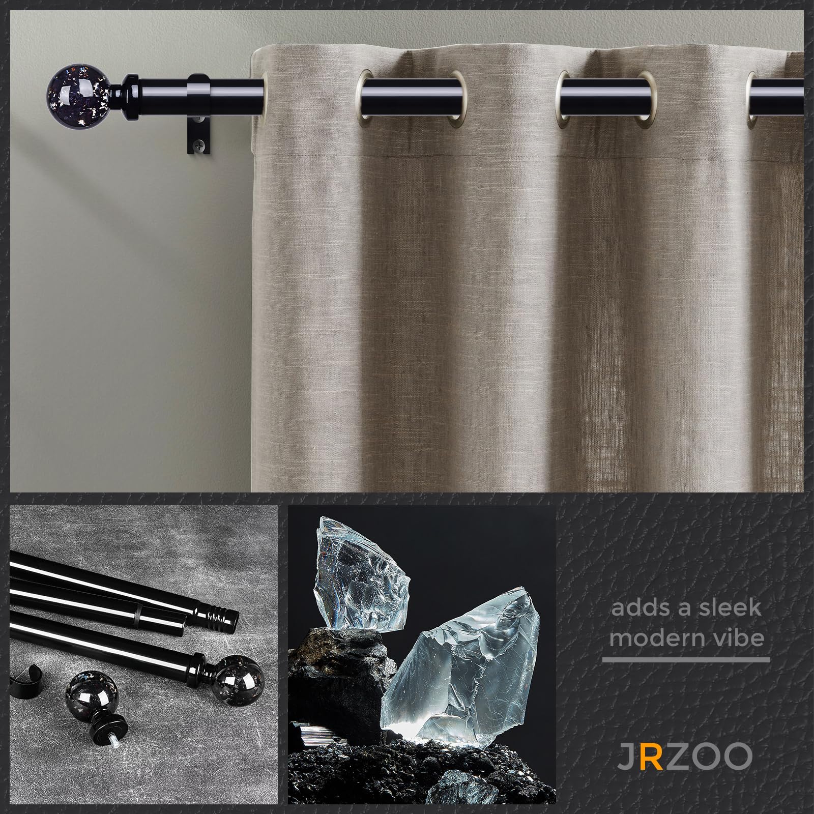 JRZOO package contents include brackets, anchors, screws and finials.