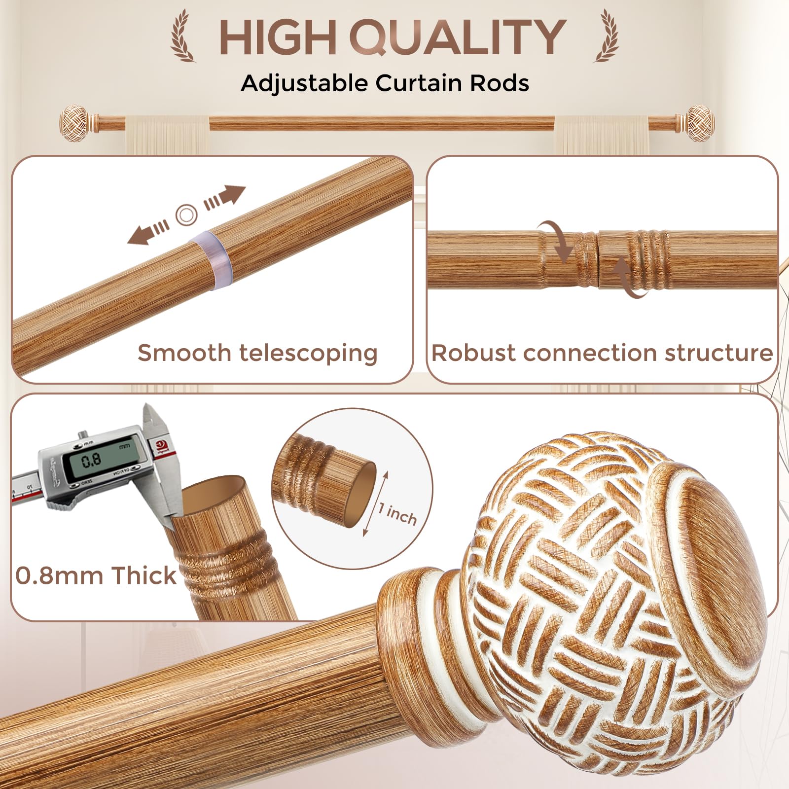 JRZOO hand-painted wood-grain finish adds vintage charm to any room.