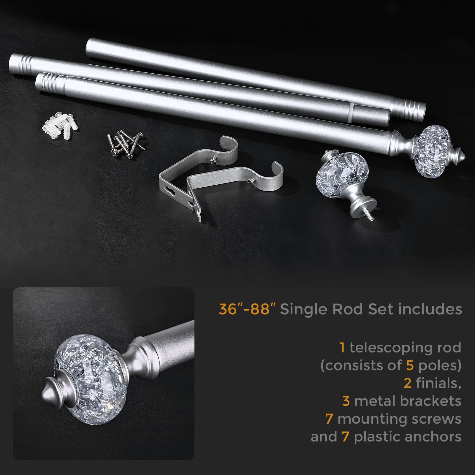JRZOO heavy-duty 1-inch rod provides sturdy support for heavier drapes.