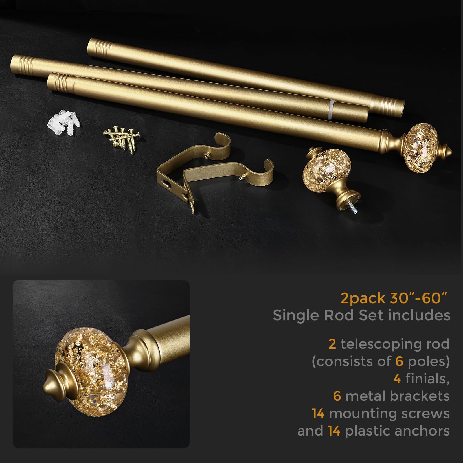 JRZOO heavy-duty 1-inch curtain rod provides strong support for heavy drapes