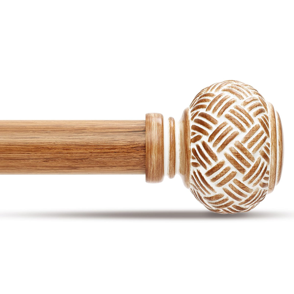 JRZOO imitation wood grain finish curtain rod adds vintage charm to living spaces.
