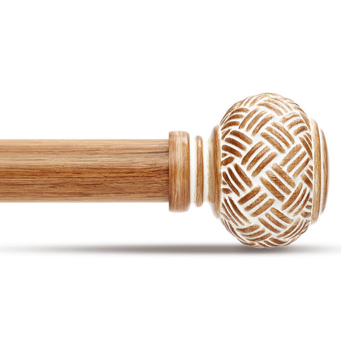 JRZOO imitation wood grain finish curtain rod adds vintage charm to living spaces.