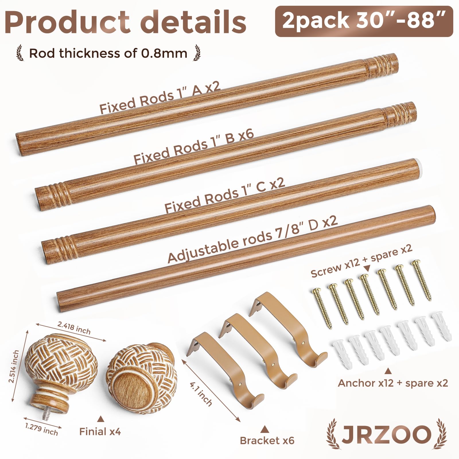 JRZOO rustic farmhouse style complements kitchen, bedroom, and living areas.