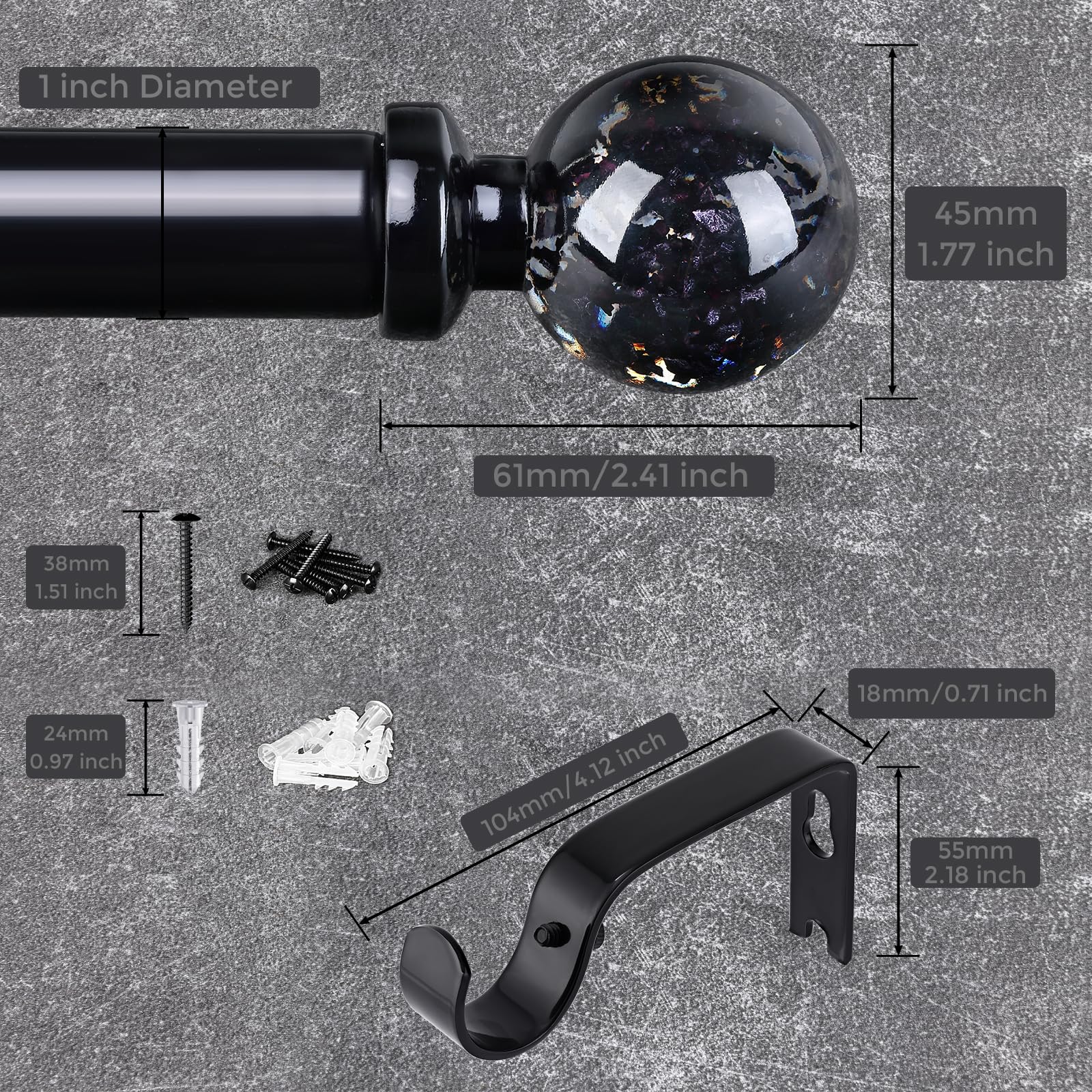 JRZOO telescoping curtain rod extended to 88 inches for flexible fit.