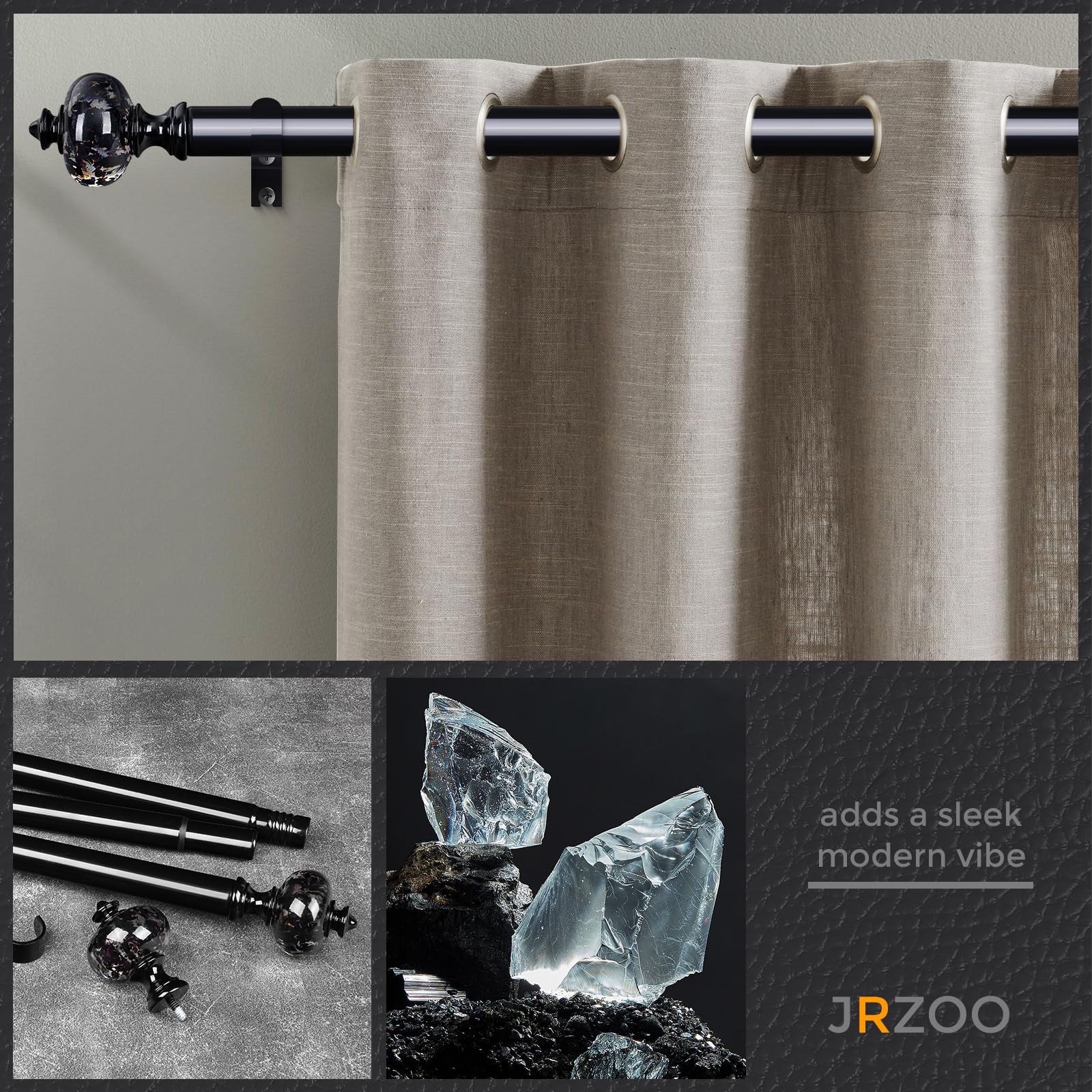 JRZOO translucent crystal acrylic finials add subtle luxury