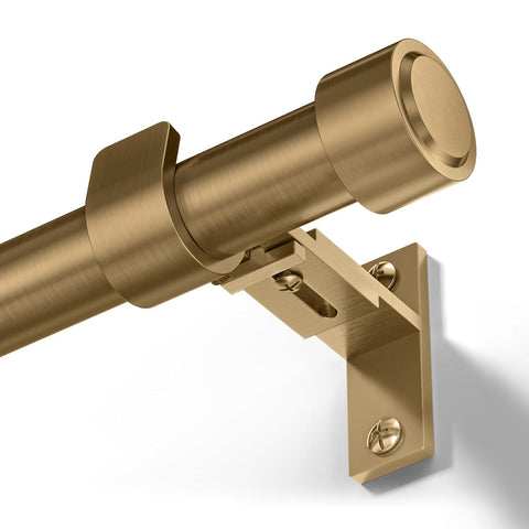 JRZOO warm gold curtain rod assembly shows adjustable length for versatile window styling