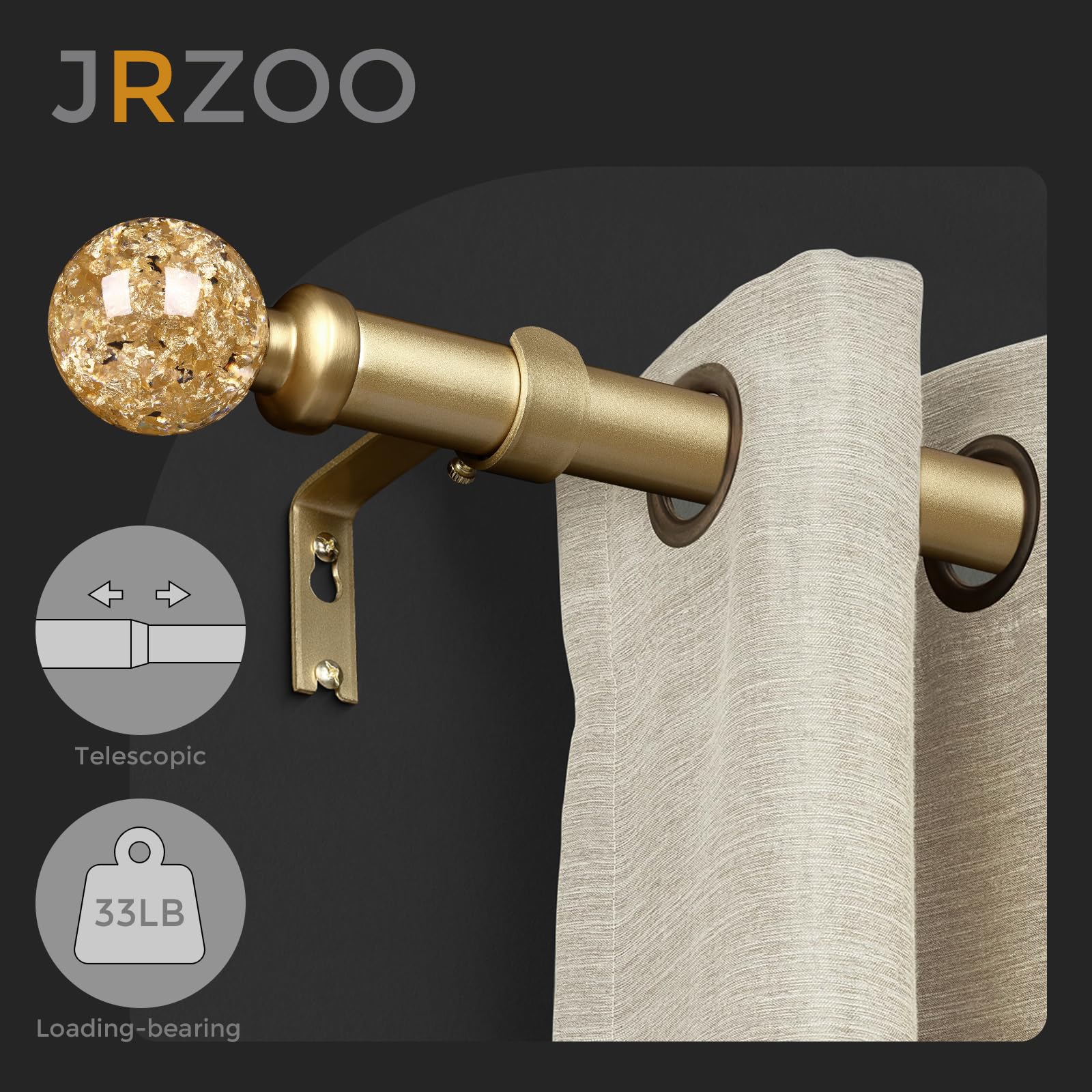 JRZOO rod fits 30-84 inch windows with adjustable range