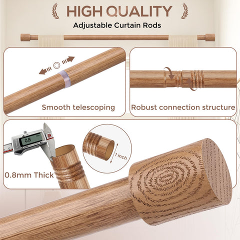JRZOO 1 inch diameter wooden curtain rod blends with many drapery styles