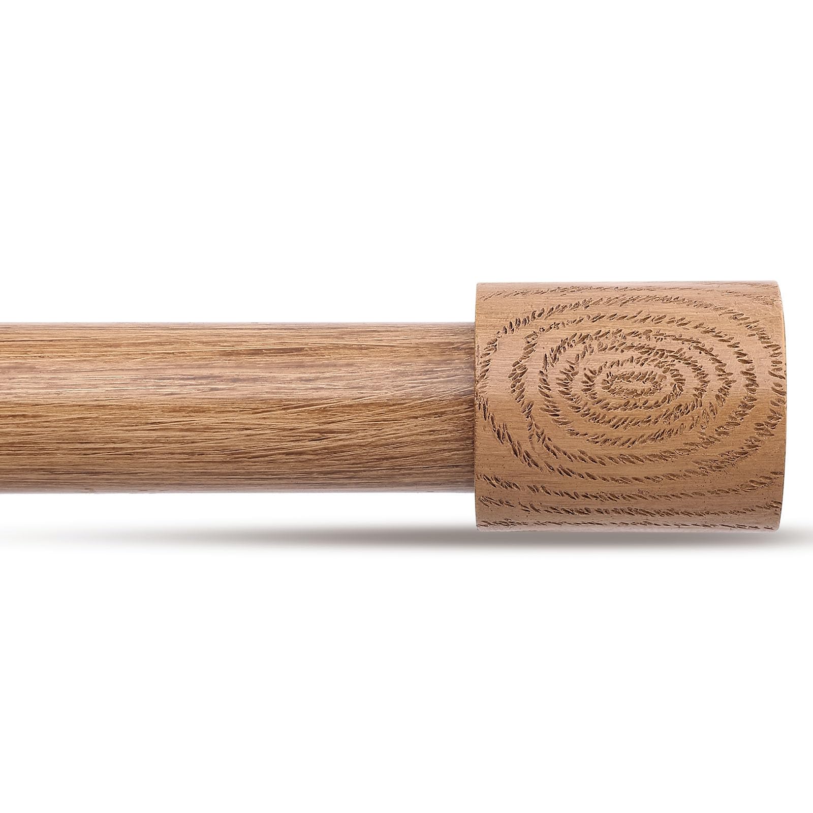 JRZOO wood curtain rod with faux grain close-up showing natural rustic finish