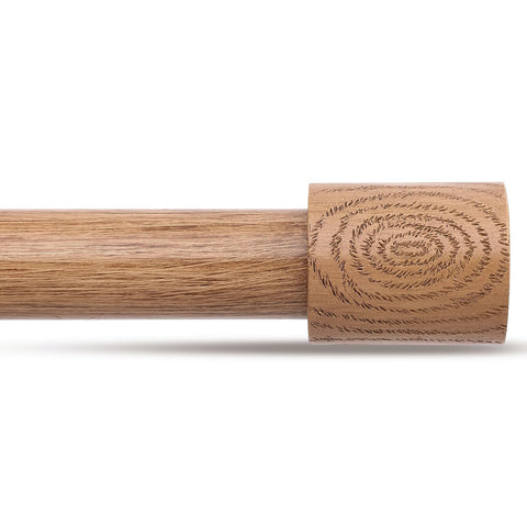 JRZOO wood curtain rod with faux grain close-up showing natural rustic finish