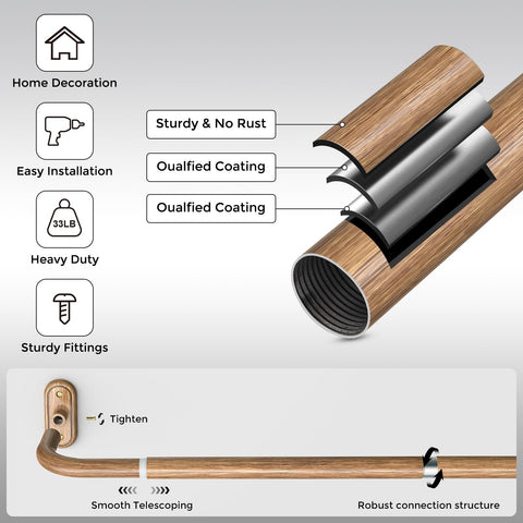 JRZOO curtain rod set includes everything for quick tool-free setup