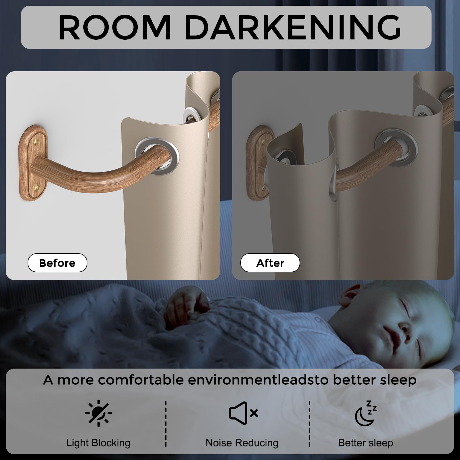JRZOO curtain rod close-up shows a smooth baked finish that resists scratches