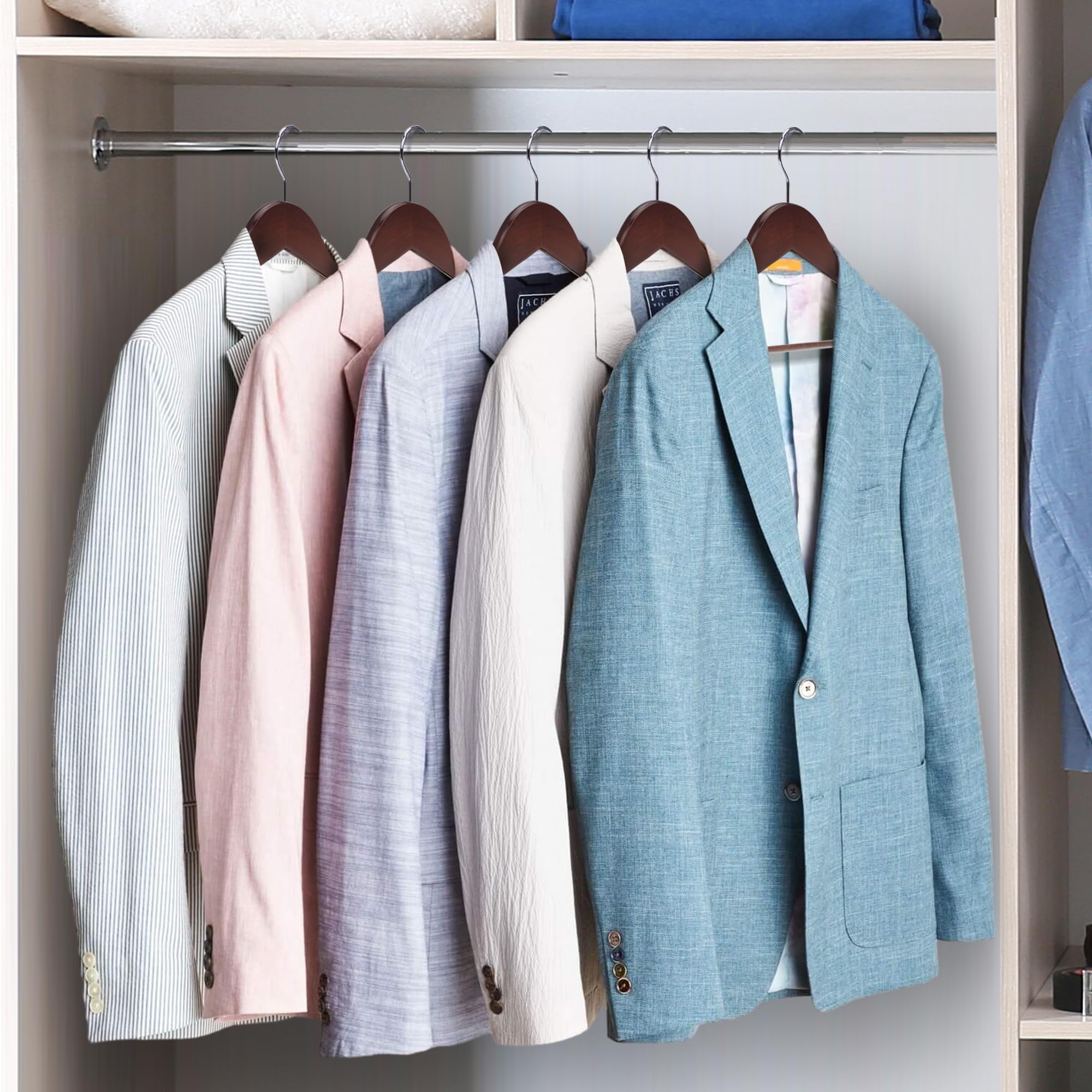 JS HANGER slim profile hangers optimize closet organization and garment shape.