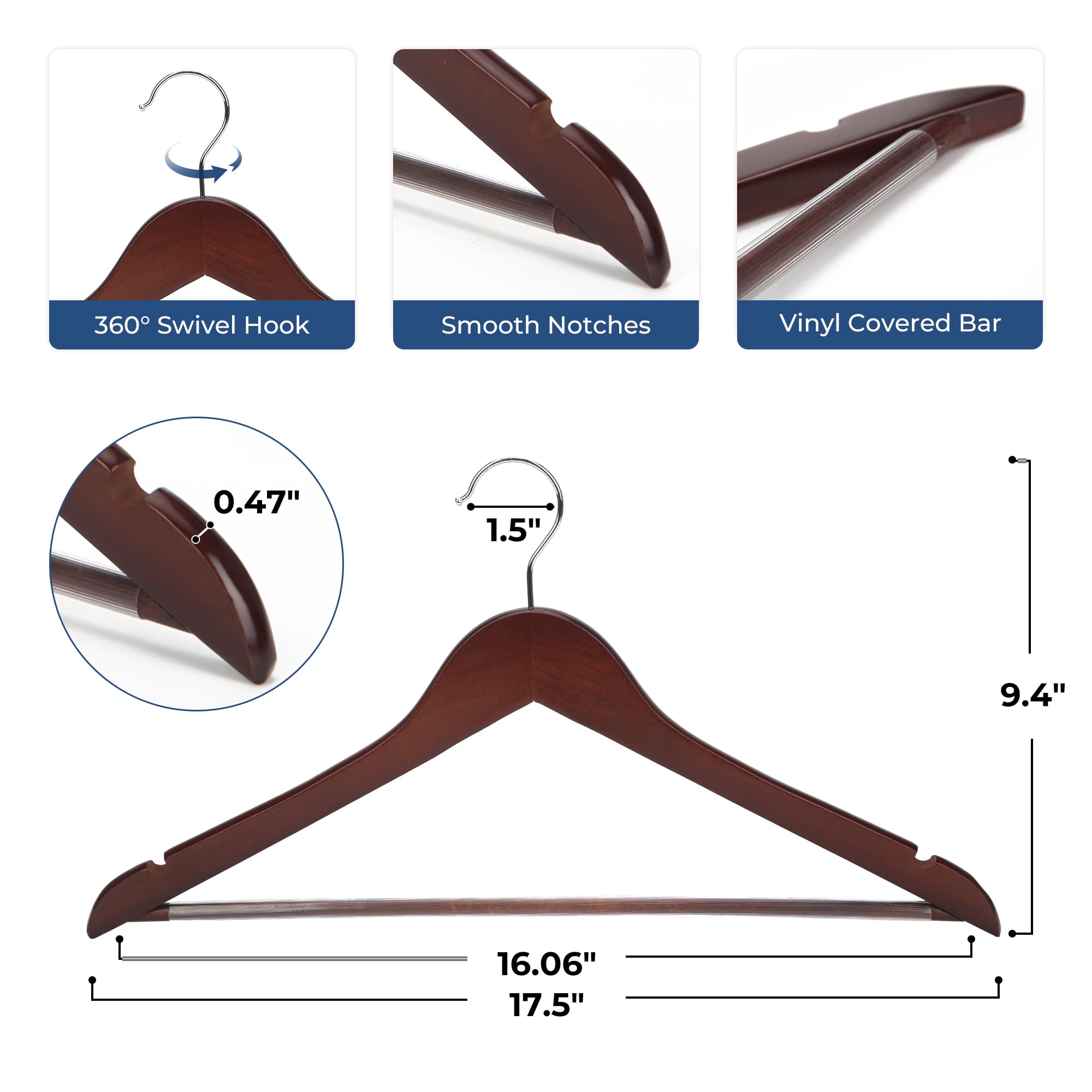 JS HANGER wooden pants bar to grip trousers and reduce creasing.