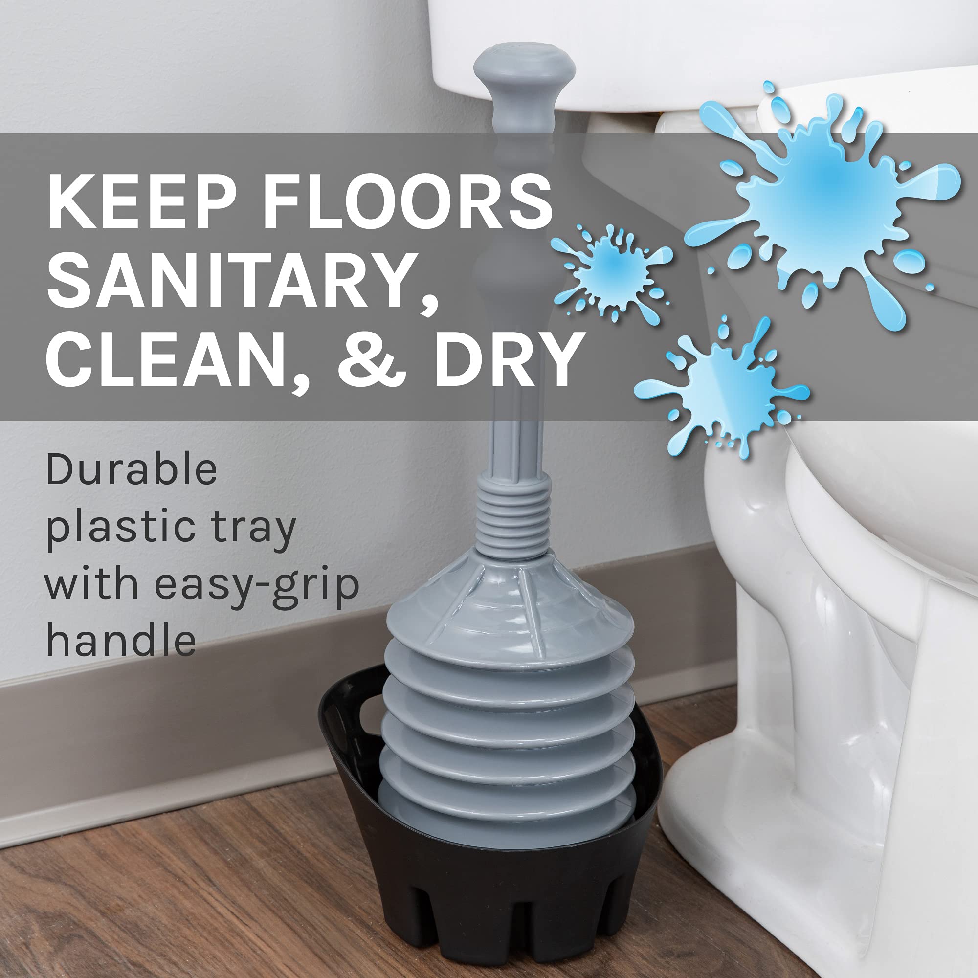 JS Jackson Supplies black storage tray keeps plunger organized after storage