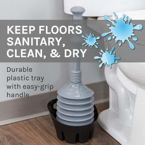 JS Jackson Supplies black storage tray keeps plunger organized after storage