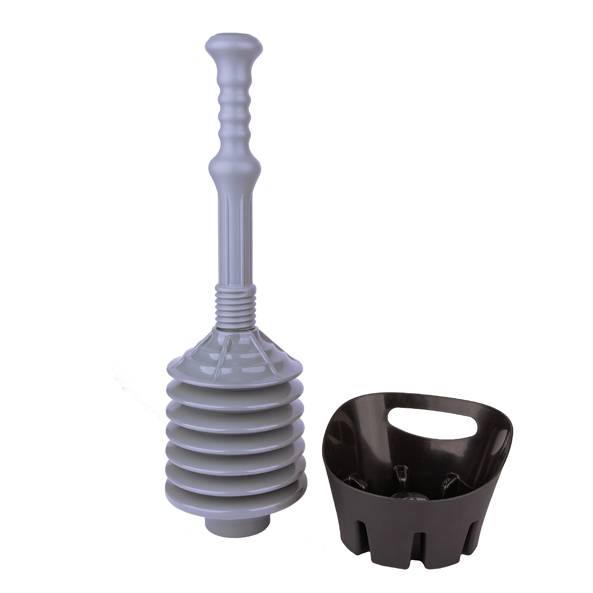 JS Jackson Supplies green bellows accordion toilet plunger for effective clog relief