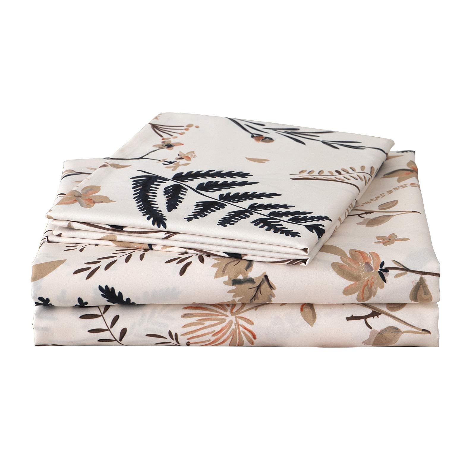 JSD Boho Floral flat sheet on bed offers smooth feel and generous coverage