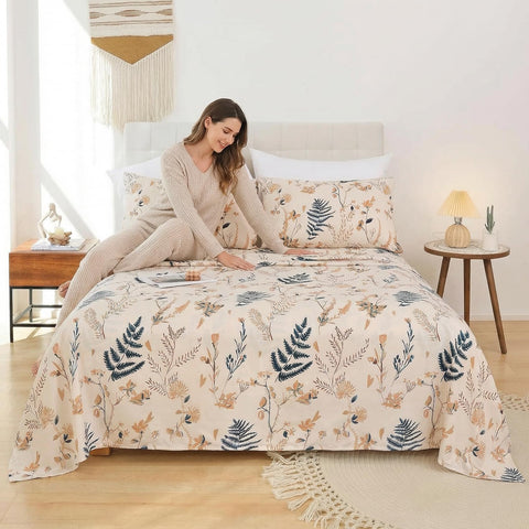 JSD Boho Floral extra-deep-pocket fitted sheet stays on bed overnight