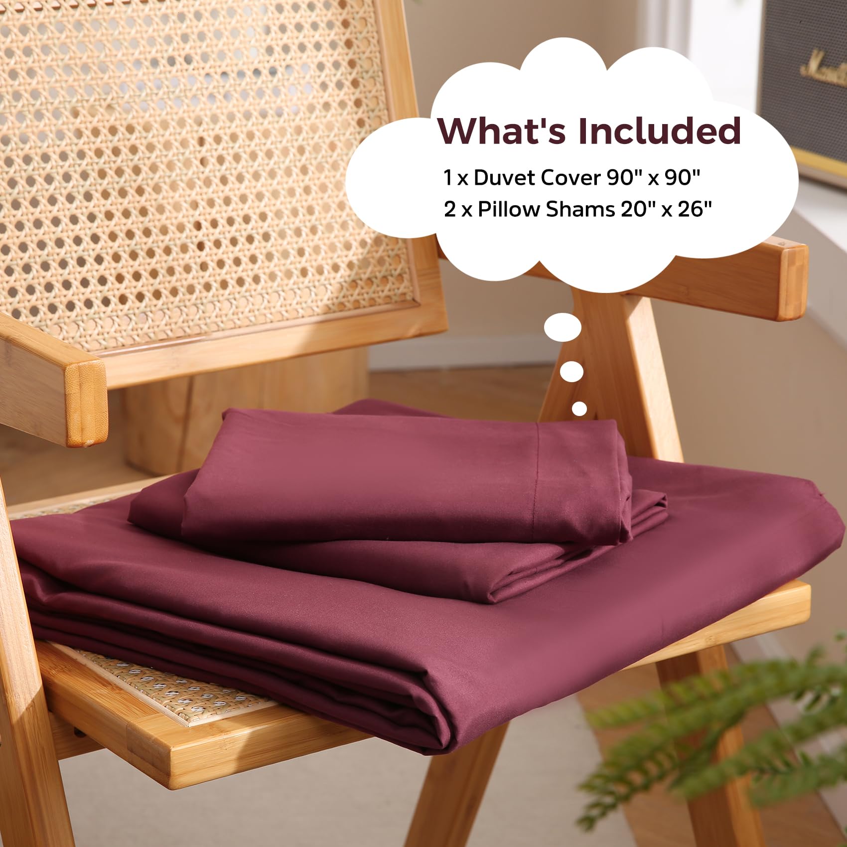 Close up of fabric on JSD Burgundy duvet cover highlighting double brushed microfiber