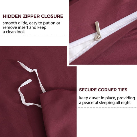 Hidden zipper detail on JSD Burgundy duvet cover for easy on and off