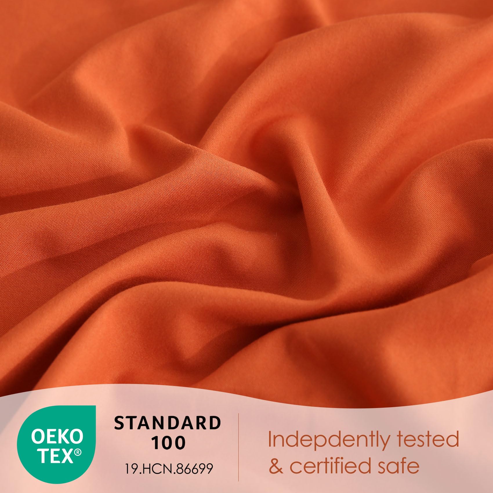 JSD Burnt Orange Queen Sheet Set closeup of double-brushed soft fabric