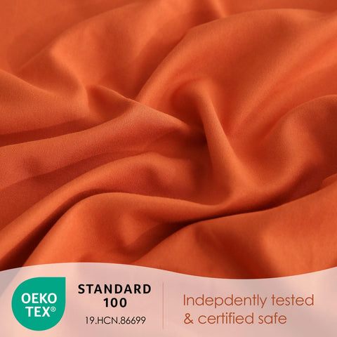 JSD Burnt Orange Queen Sheet Set closeup of double-brushed soft fabric