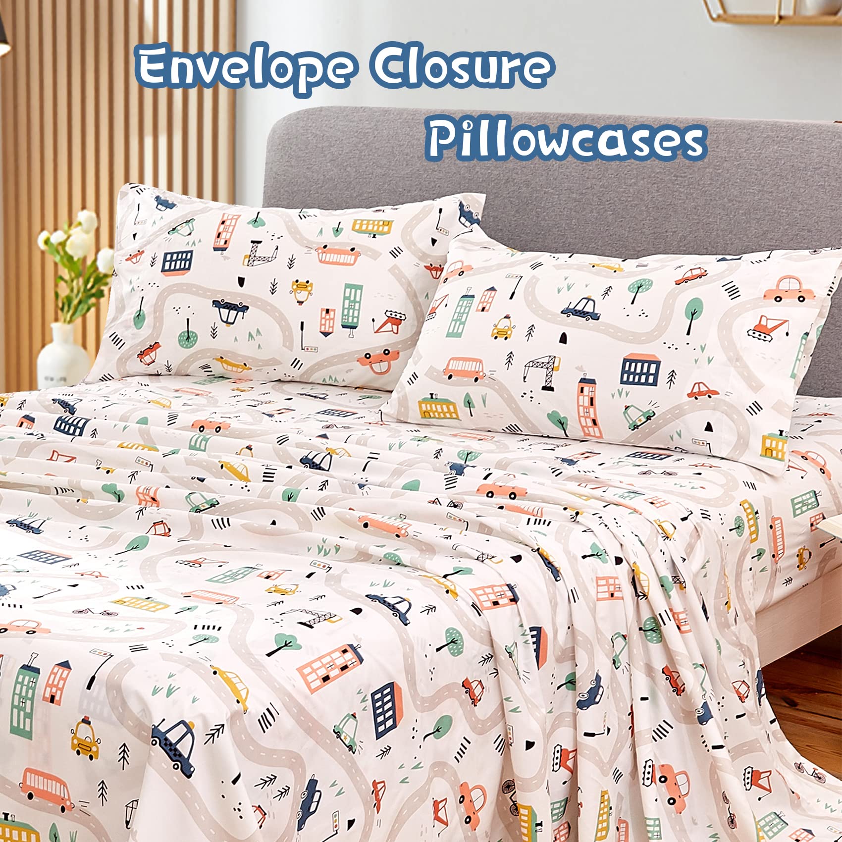 JSD Car Kids flat sheet 81 by 96 inches for cozy coverage