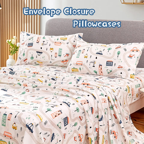 JSD Car Kids flat sheet 81 by 96 inches for cozy coverage