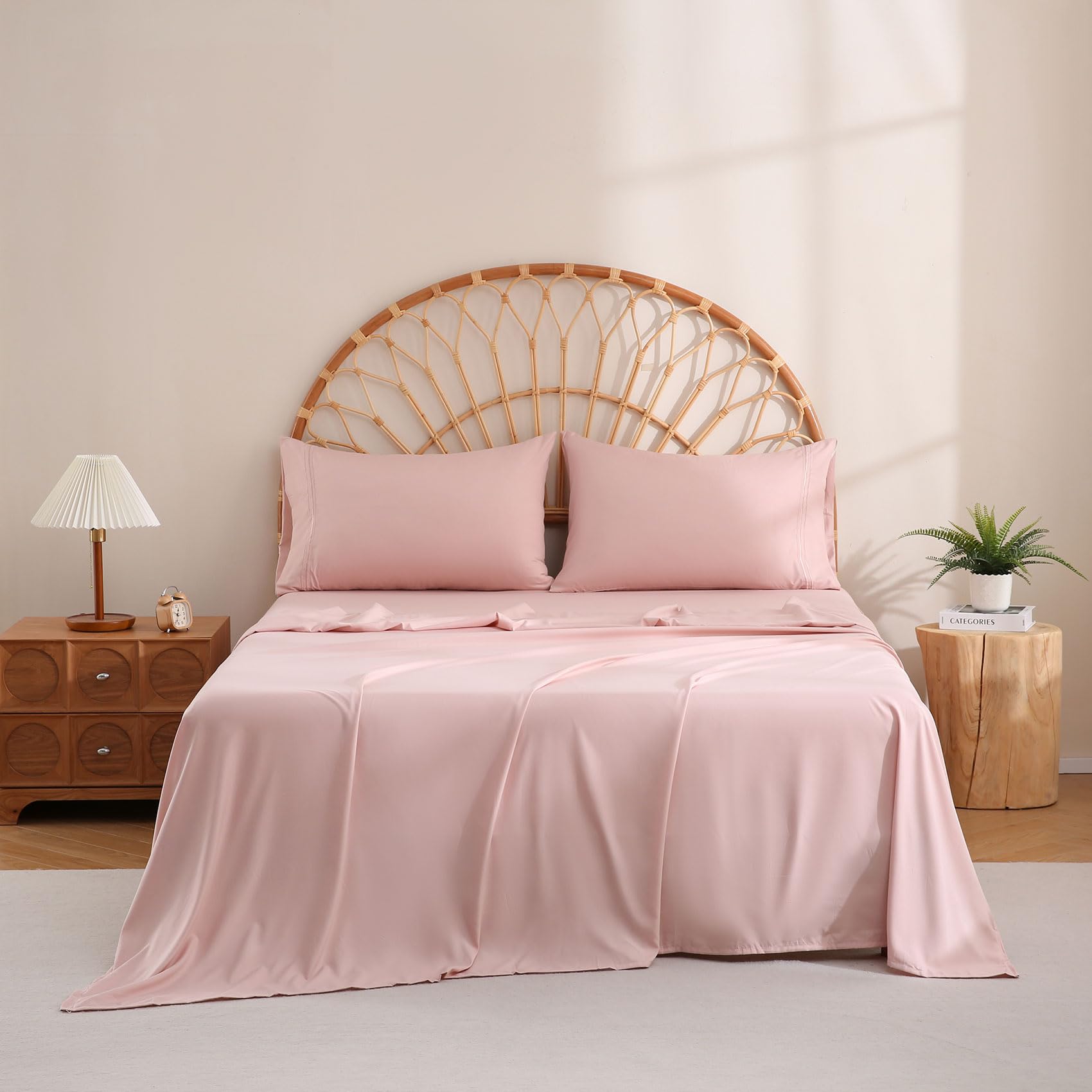 JSD Dusty Pink Queen Sheet Set care instructions for cold washing.
