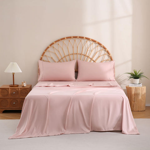 JSD Dusty Pink Queen Sheet Set care instructions for cold washing.