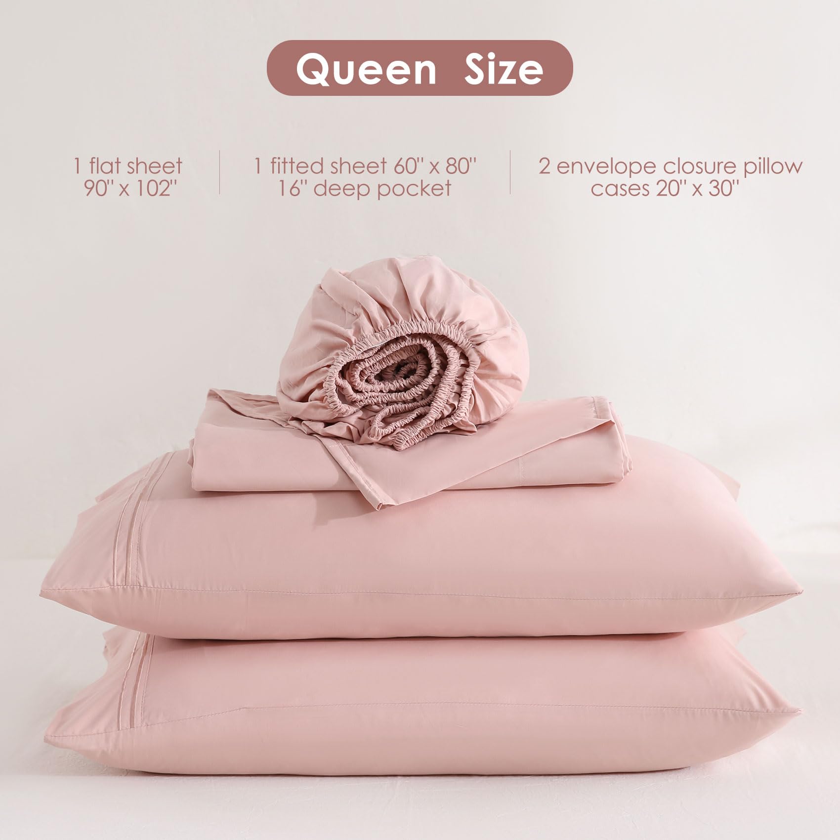 JSD Dusty Pink Queen Sheet Set close-up of ultra-soft microfiber weave.