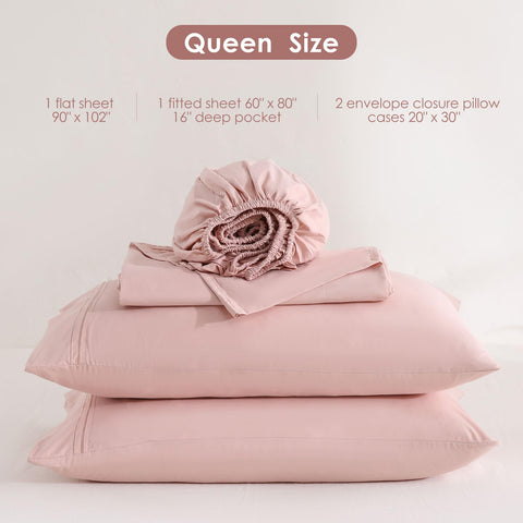 JSD Dusty Pink Queen Sheet Set close-up of ultra-soft microfiber weave.