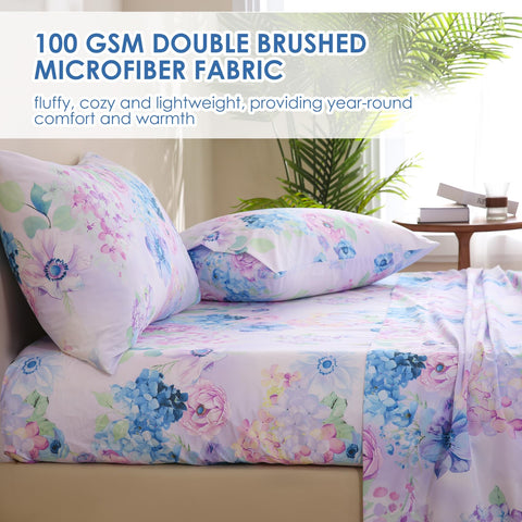 JSD purple hydrangea deep-pocket fitted sheet for 15-inch mattresses
