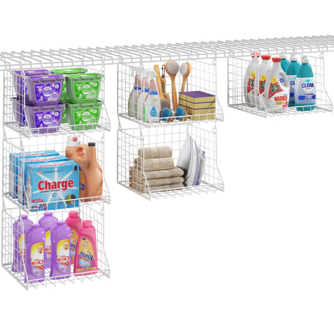 Jsskeeim 3-tier organizer mounted over the washer saves vertical space.
