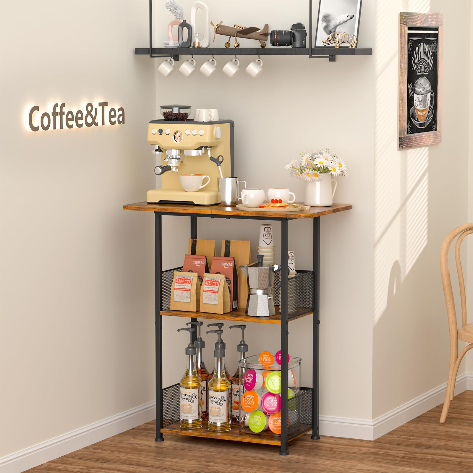 Jsskeeim iron and MDF frame provides sturdy support for appliances.